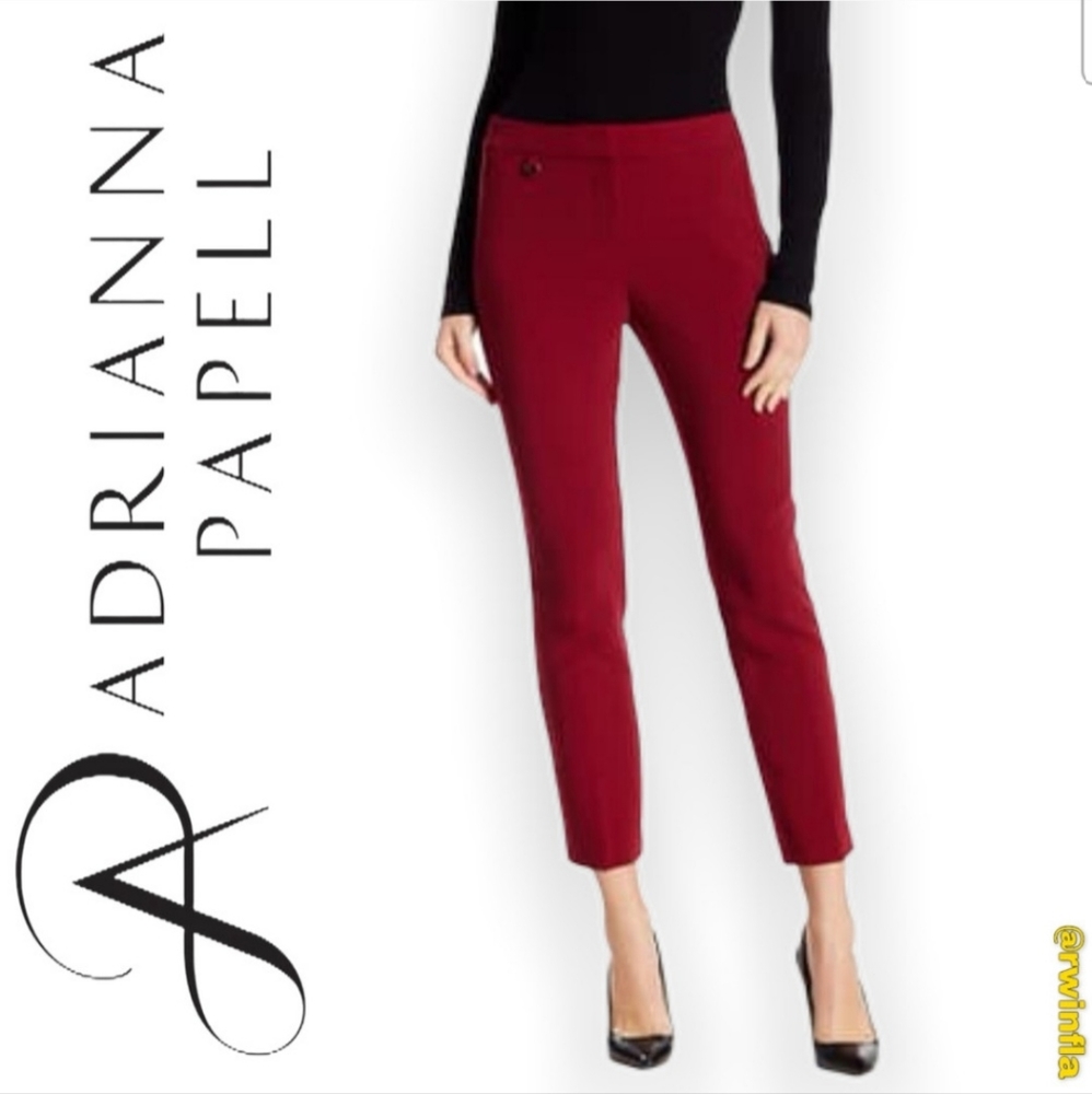 Adrianna Papell Solid Fit Pants ToothPick Cropped